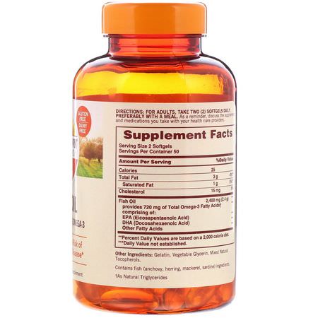 Sundown Naturals, Fish Oil, 1,200 mg, 100 Softgels:زيت السمك أوميغا 3, EPA DHA