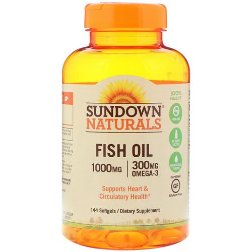 Sundown Naturals, Fish Oil, 1000 mg, 144 Softgels فوائد