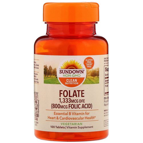 Sundown Naturals, Folate, 1,333 mcg DFE, 100 Tablets فوائد