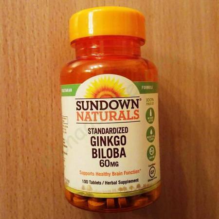 Sundown Naturals, Ginkgo Biloba, 60 mg, 100 Tablets
