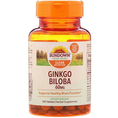 Sundown Naturals, Ginkgo Biloba, 60 mg, 100 Tablets فوائد