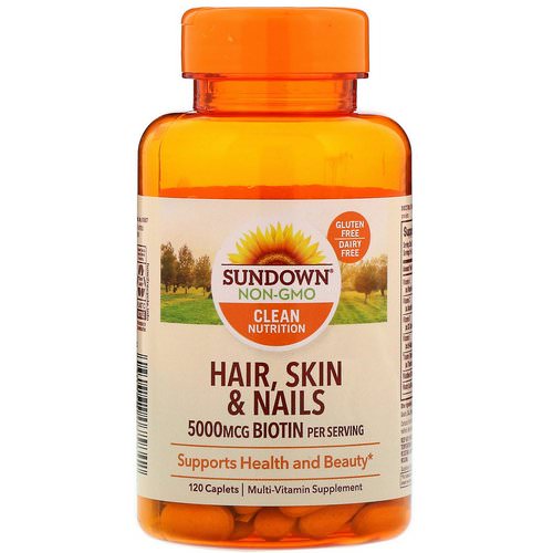 Sundown Naturals, Hair, Skin & Nails, 120 Caplets فوائد
