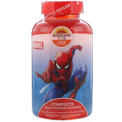 Sundown Naturals Kids, Complete Multivitamin Gummies, Marvel Spiderman, Natural Strawberry, Watermelon & Raspberry Flavors, 180 Gummies فوائد