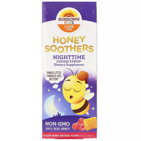 Sundown Naturals Kids, Honey Soothers, Nighttime Cough Syryp, Buzzin' Berry, 4 oz (118 ml):البرد, المكملات الغذائية