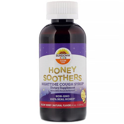 Sundown Naturals Kids, Honey Soothers, Nighttime Cough Syryp, Buzzin' Berry, 4 oz (118 ml) فوائد