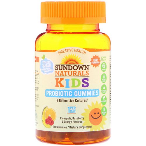 Sundown Naturals Kids, Kids Probiotic Gummies, Pineapple, Raspberry & Orange Flavored, 30 Gummies فوائد