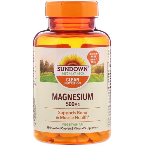 Sundown Naturals, Magnesium, 500 mg, 180 Coated Caplets فوائد