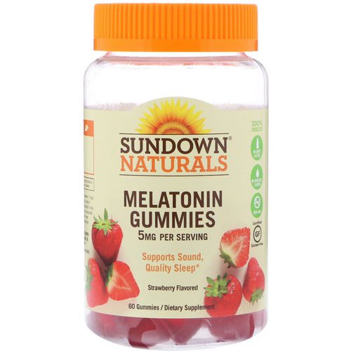 Sundown Naturals, Melatonin Gummies, Strawberry Flavored, 5 mg, 60 Gummies فوائد