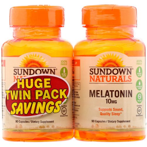 Sundown Naturals, Melatonin, Twin Pack, 10 mg, 90 Capsules Each فوائد
