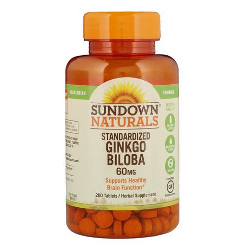 Sundown Naturals, Standardized Ginkgo Biloba, 60 mg, 200 Tablets فوائد