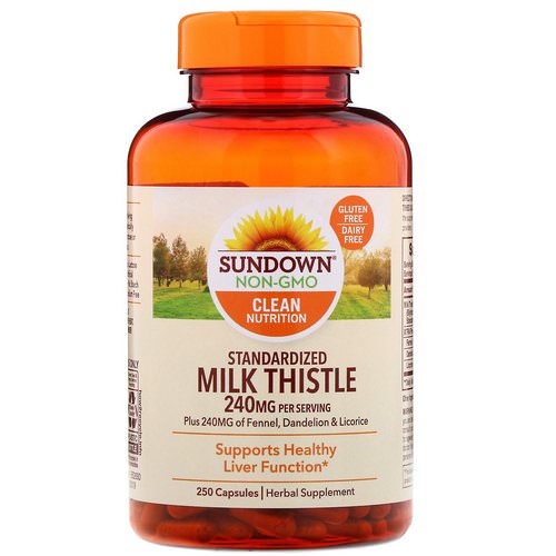 Sundown Naturals, Standardized Milk Thistle, 240 mg, 250 Capsules فوائد