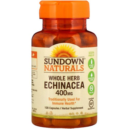 Sundown Naturals, Whole Herb Echinacea, 400 mg, 100 Capsules فوائد