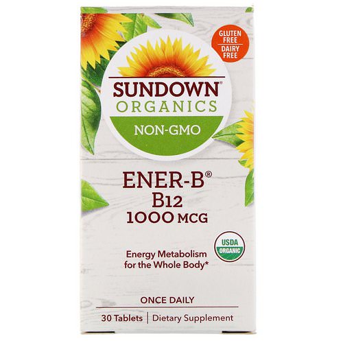 Sundown Organics, Ener-B, B12, 1000 mcg, 30 Tablets فوائد