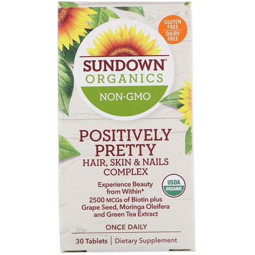 Sundown Organics, Positively Pretty, Hair, Skin & Nails Complex, 30 Tablets فوائد