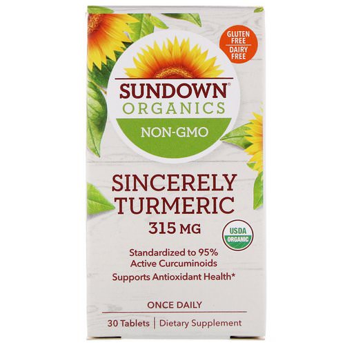 Sundown Organics, Sincerely Turmeric, 315 mg, 30 Tablets فوائد