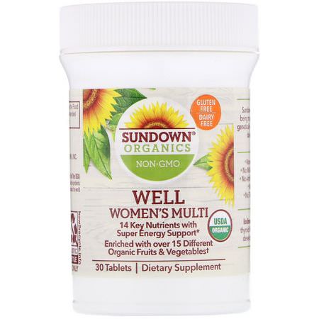 Sundown Organics Women's Multivitamins Multivitamins - الفيتامينات المتعددة, المكملات الغذائية للمرأة