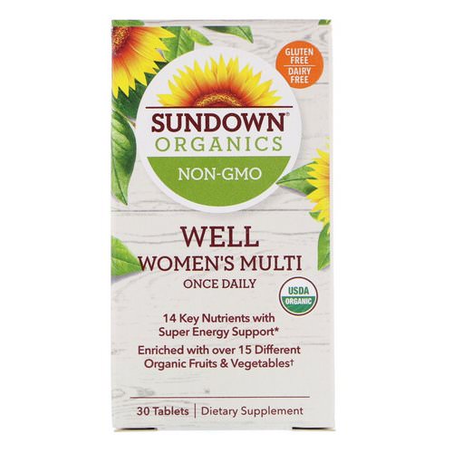 Sundown Organics, Well Women's Multivitamin, Once Daily, 30 Tablets فوائد