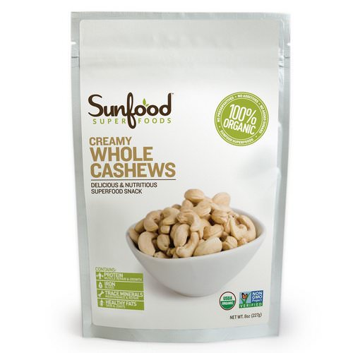 Sunfood, Creamy Whole Cashews, 8 oz (227 g) فوائد