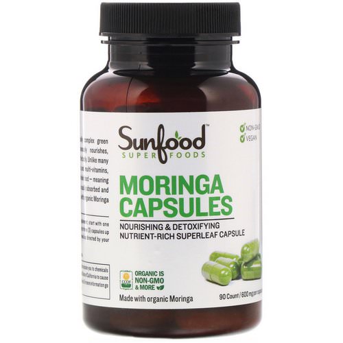 Sunfood, Moringa Capsules, 600 mg, 90 Capsules فوائد