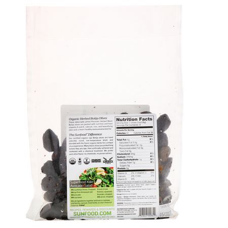 Sunfood, Organic Black Botija Olives, Herbed & Pitted, 8 oz (227 g):زيت,ن, س,برف,د