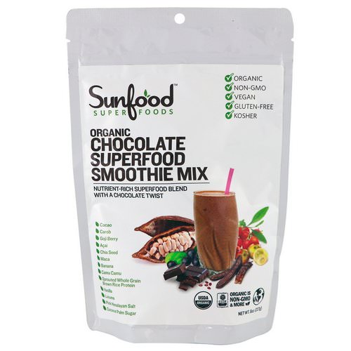 Sunfood, Organic Chocolate Superfood Smoothie Mix, 8 oz (227 g) فوائد