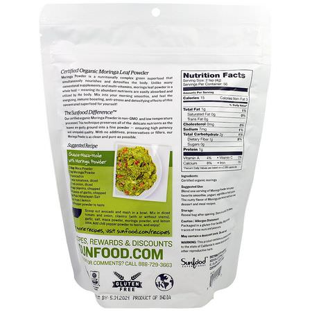 Sunfood, Organic Moringa Powder, 8 oz (227 g):Moringa, سوبرفوودس