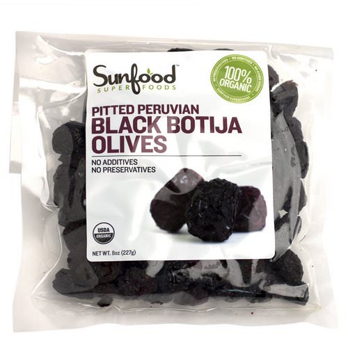 Sunfood, Organic, Pitted Peruvian Black Botija Olives, 8 oz (227 g) فوائد