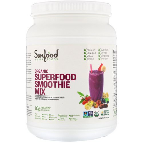 Sunfood, Organic Superfood Smoothie Mix, Original, 1.1 lb (498.9 g) فوائد