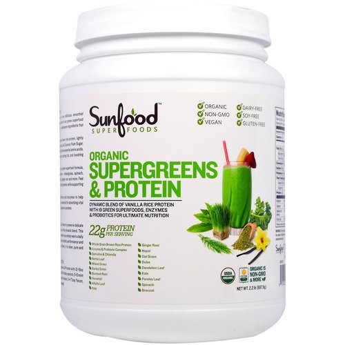 Sunfood, Organic Supergreens & Protein, 2.2 lb (997.9 g) فوائد
