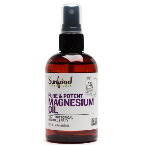 Sunfood, Pure & Potent Magnesium Oil, 4 fl oz (118 ml) فوائد