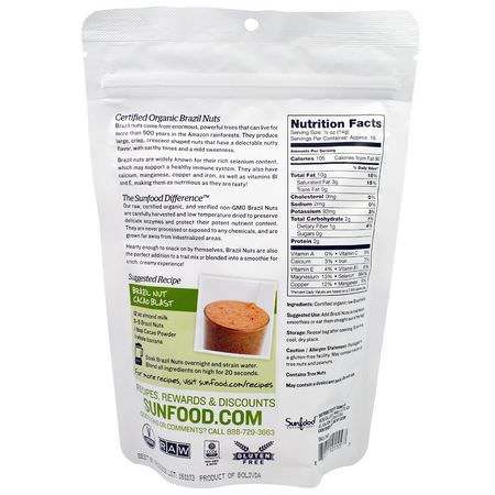 Sunfood, Raw Organic Brazil Nuts, 8 oz (227 g):برازيلي البرازيل, البذ,ر
