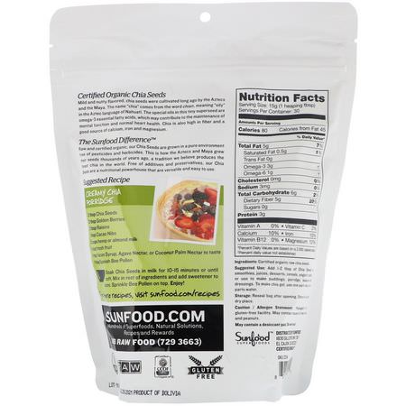 Sunfood, Raw Organic Chia Seeds, 1 lb (454 g):بذ,ر شيا
