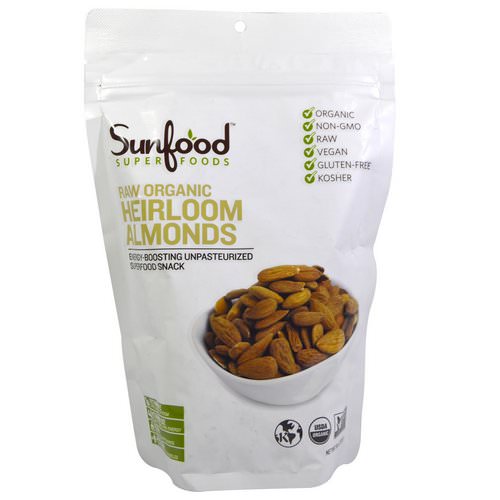 Sunfood, RAW Organic, Heirloom Almonds, 8 oz (227 g) فوائد