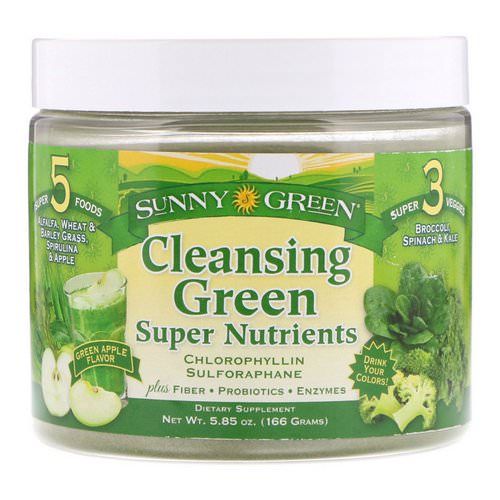 Sunny Green, Cleansing Green Super Nutrients, Green Apple, 5.85 oz (166 g) فوائد