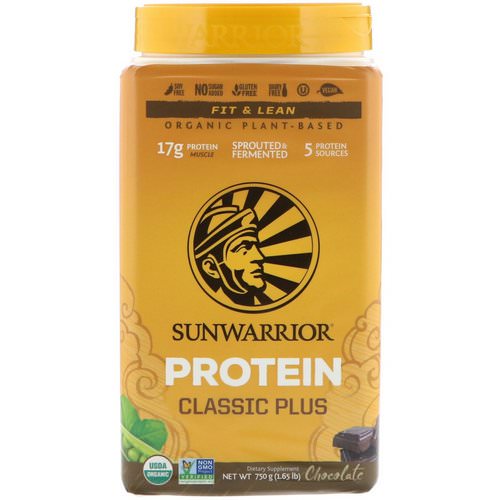 Sunwarrior, Classic Plus Protein, Organic Plant Based, Chocolate, 1.65 lb (750 g) فوائد