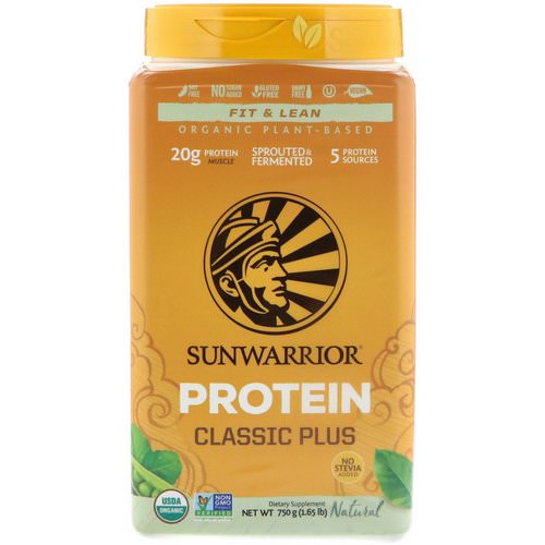 Sunwarrior, Classic Plus Protein, Organic Plant Based, Natural, 1.65 lb (750 g) فوائد