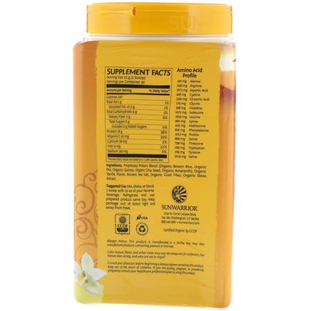 Sunwarrior, Classic Plus Protein, Organic Plant Based, Vanilla, 1.65 lb (750 g):البر,تين النباتي, المصنع