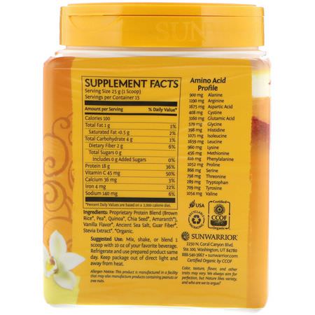 Sunwarrior, Classic Plus Protein, Organic Plant Based, Vanilla, 13.2 oz (375 g):البر,تين النباتي ,
