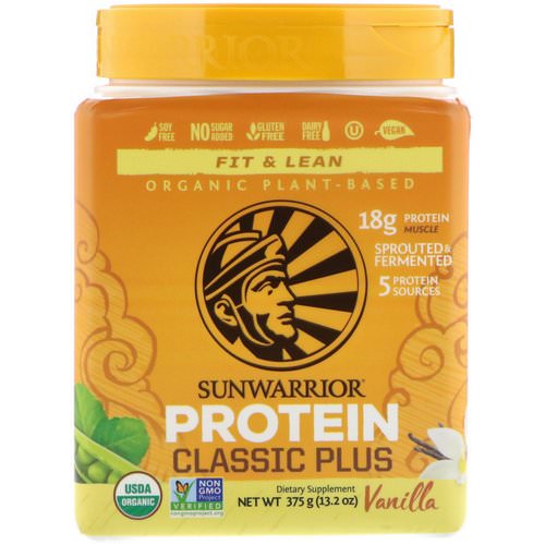 Sunwarrior, Classic Plus Protein, Organic Plant Based, Vanilla, 13.2 oz (375 g) فوائد