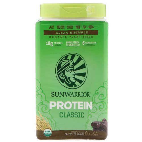 Sunwarrior, Classic Protein, Organic Plant-Based, Chocolate, 1.65 lb (750 g) فوائد