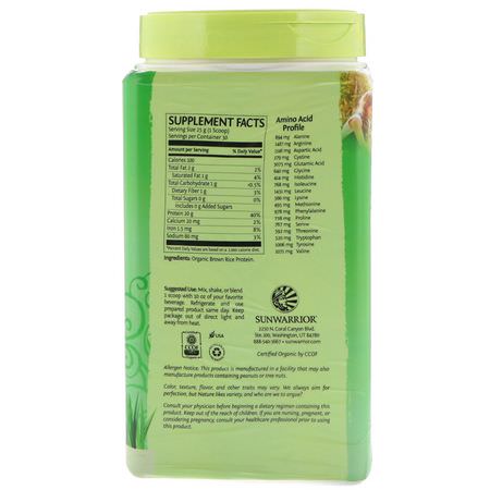 Sunwarrior, Classic Protein, Organic Plant-Based, Natural, 1.65 lb (750 g):بر,تين الأرز, البر,تين النباتي