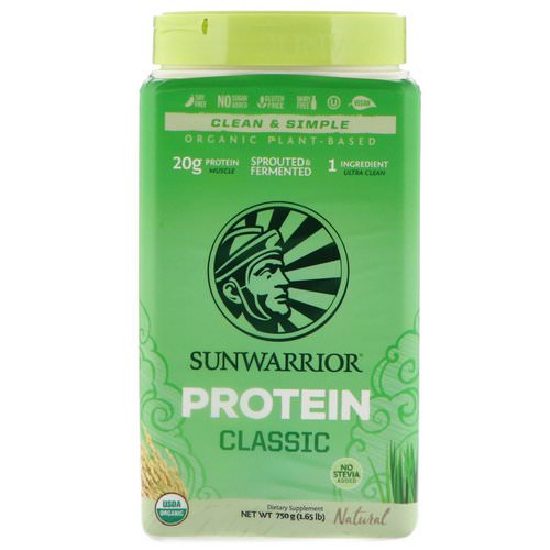 Sunwarrior, Classic Protein, Organic Plant-Based, Natural, 1.65 lb (750 g) فوائد