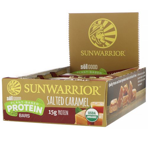 Sunwarrior, Sol Good, Plant-Based Protein Bars, Salted Caramel, 12 Bars, 2.04 oz (58 g) Each فوائد