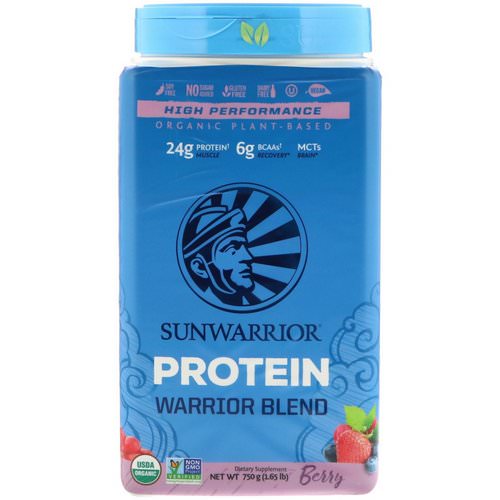 Sunwarrior, Warrior Blend Protein, Organic Plant-Based, Berry, 1.65 lb (750 g) فوائد
