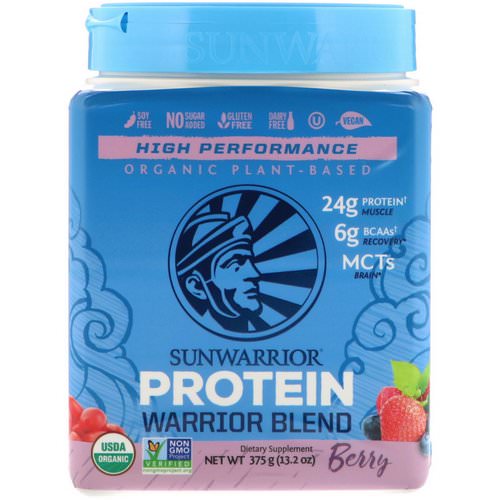 Sunwarrior, Warrior Blend Protein, Organic Plant-Based, Berry, 13.2 oz (375 g) فوائد