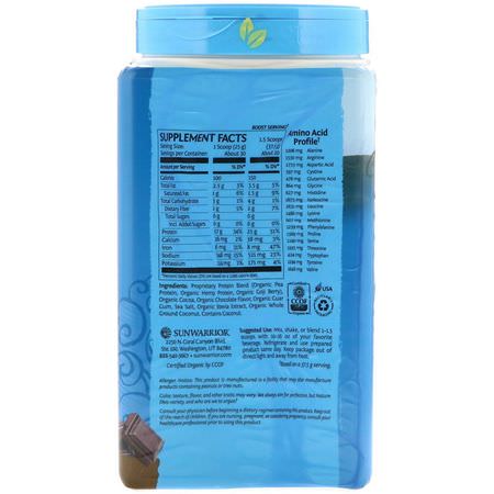 Sunwarrior, Warrior Blend Protein, Organic Plant-Based, Chocolate, 1.65 lb (750 g):البر,تين النباتي, المصنع