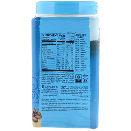 Sunwarrior, Warrior Blend Protein, Organic Plant-Based, Mocha, 1.65 lb (750 g):البر,تين النباتي, المصنع