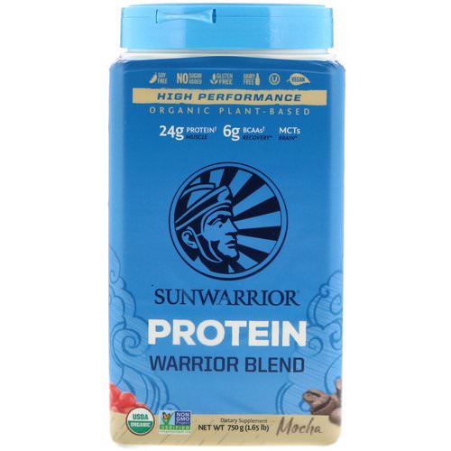 Sunwarrior, Warrior Blend Protein, Organic Plant-Based, Mocha, 1.65 lb (750 g) فوائد