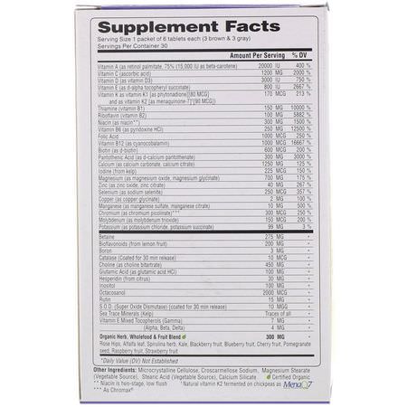 Super Nutrition, Opti-Energy Pack, Multivitamin/Mineral Supplement, Iron-Free, 30 Packets (6 Tabs Each):الفيتامينات المتعددة, المكملات الغذائية