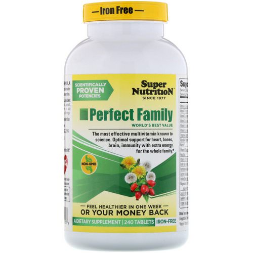 Super Nutrition, Perfect Family, Multivitamin, Iron Free, 240 Tablets فوائد